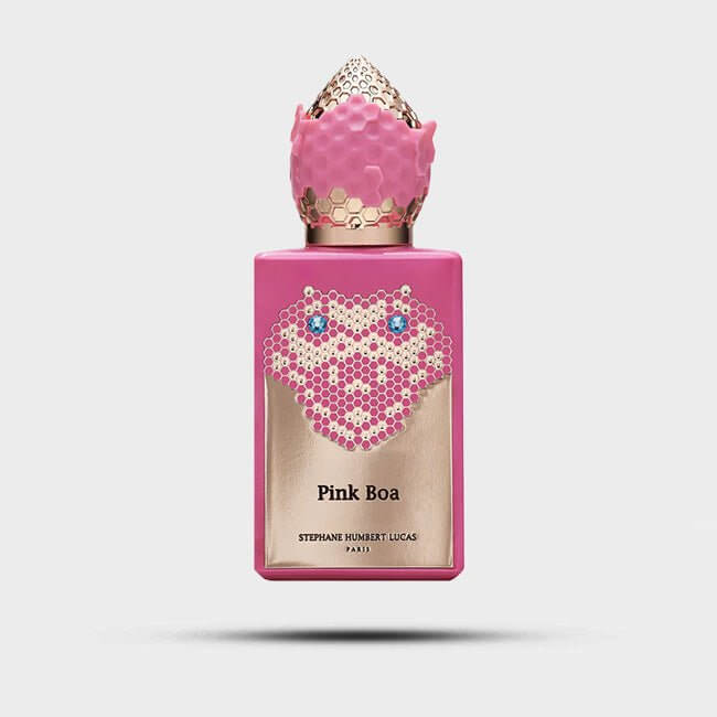 Pink Boa Eau de Parfum bottle with unique design and vibrant colors, perfect for a captivating fragrance experience.
